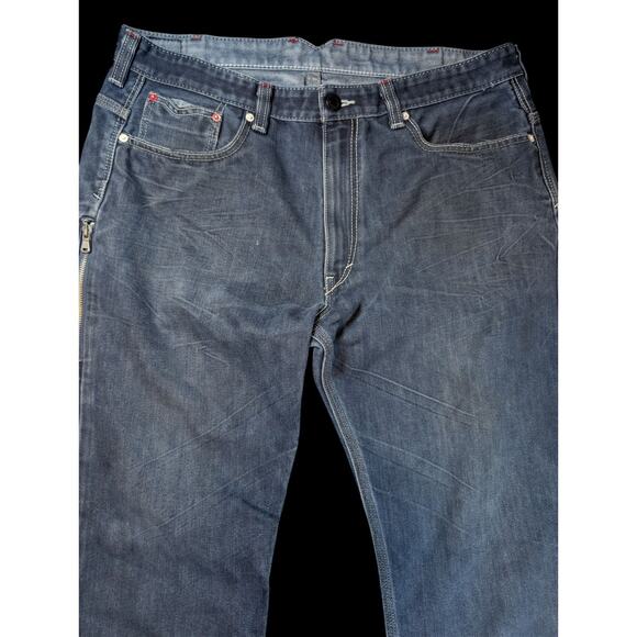 LEVI'S 569 Mens Jeans 38x31 Dark Wash Loose Straight Rare Side Zip Pocket Y2K - Picture 3 of 11